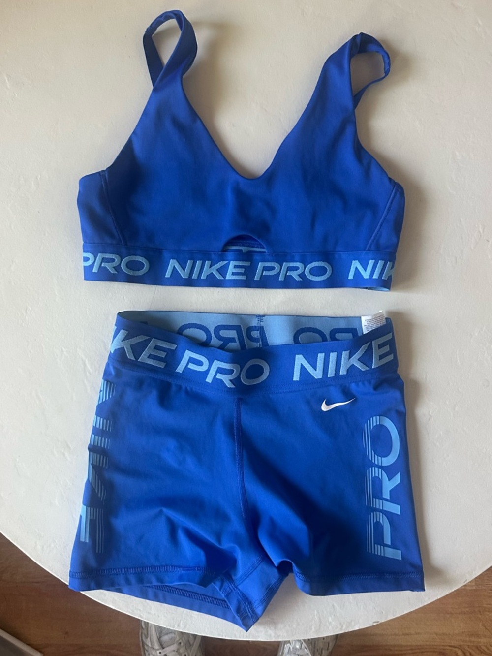 Nike Royal Blue Pro Sports Bra and Shorts Set
